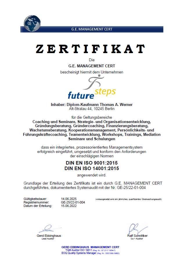 Zertifikat GE Management CERT ISO 9001 und ISO 14001 Zertifikat GE Management CERT ISO 9001 und ISO 14001